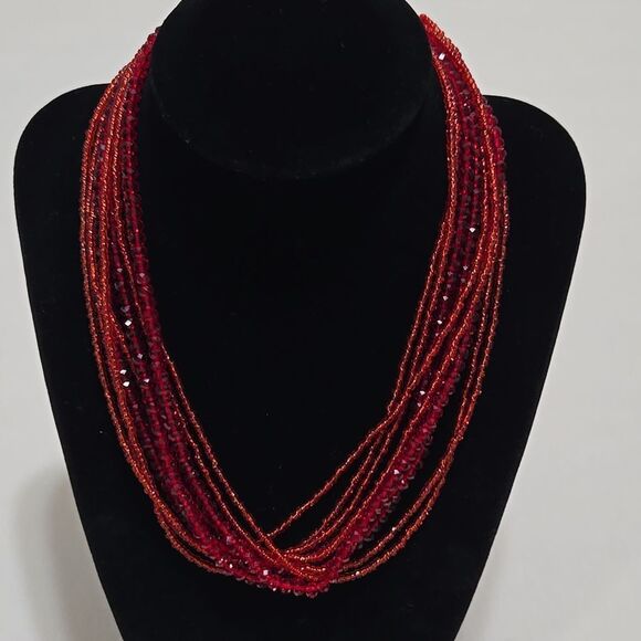 Red Multi-Strand Necklace Set - Picture 4 of 7